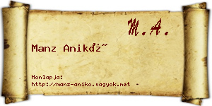 Manz Anikó névjegykártya